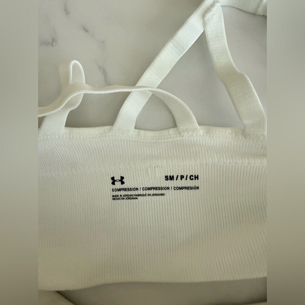 Under Armour White Seamless Light-Support Sports Bra with Branded Band - Picture 5 of 5